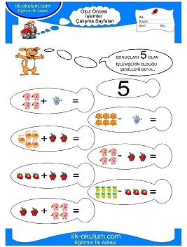 Çocuklar İçin toplam işlemi yaprak testleri 